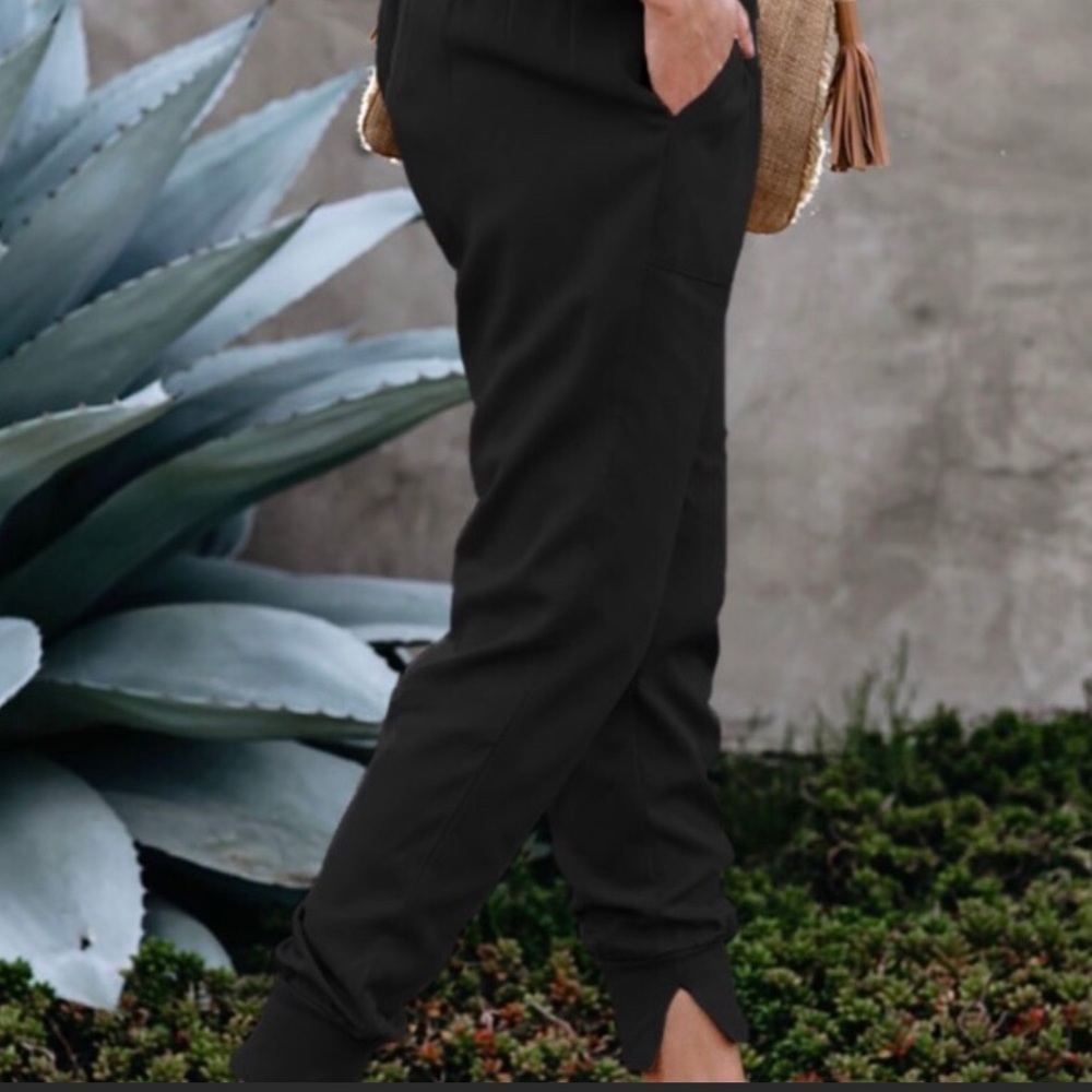 Black Cotton Joggers - Picture 7 of 9